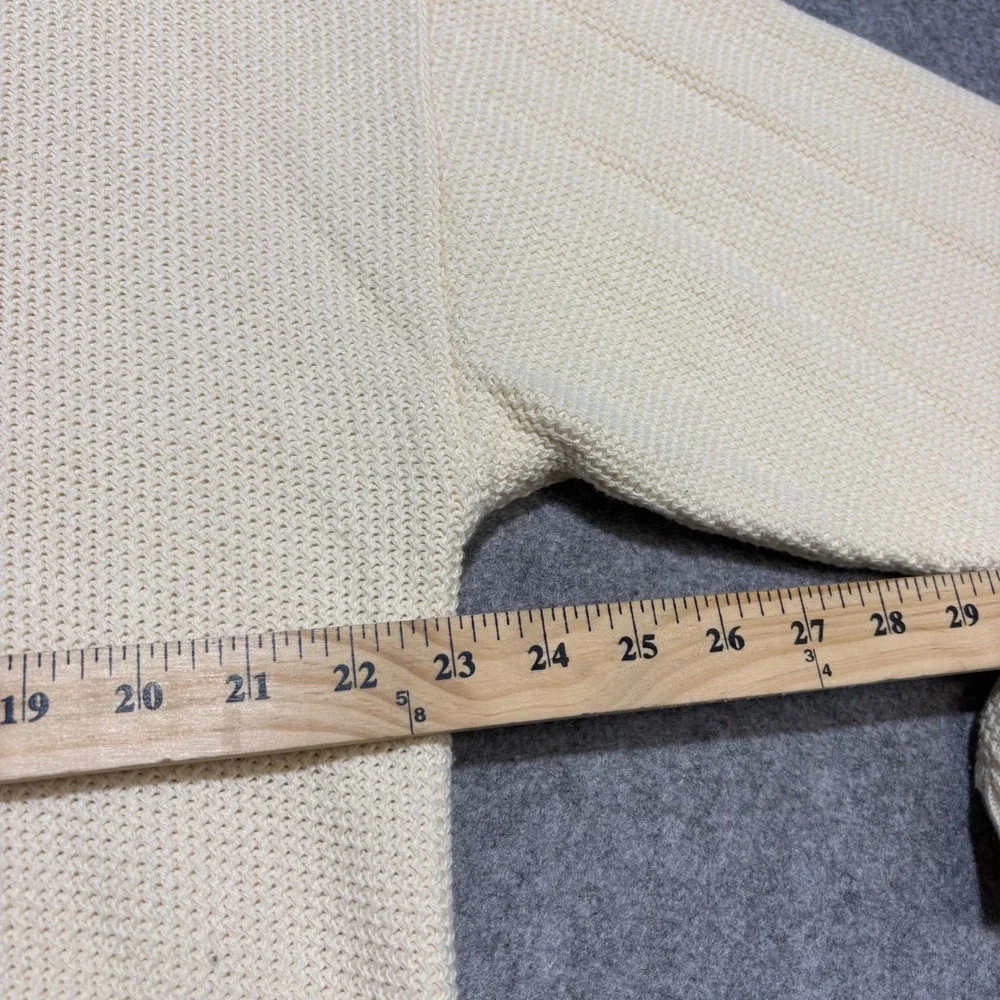IZOD Mens XL Cream Off White Cotton Waffle Knit Crew Neck Sweater Tonal Logo